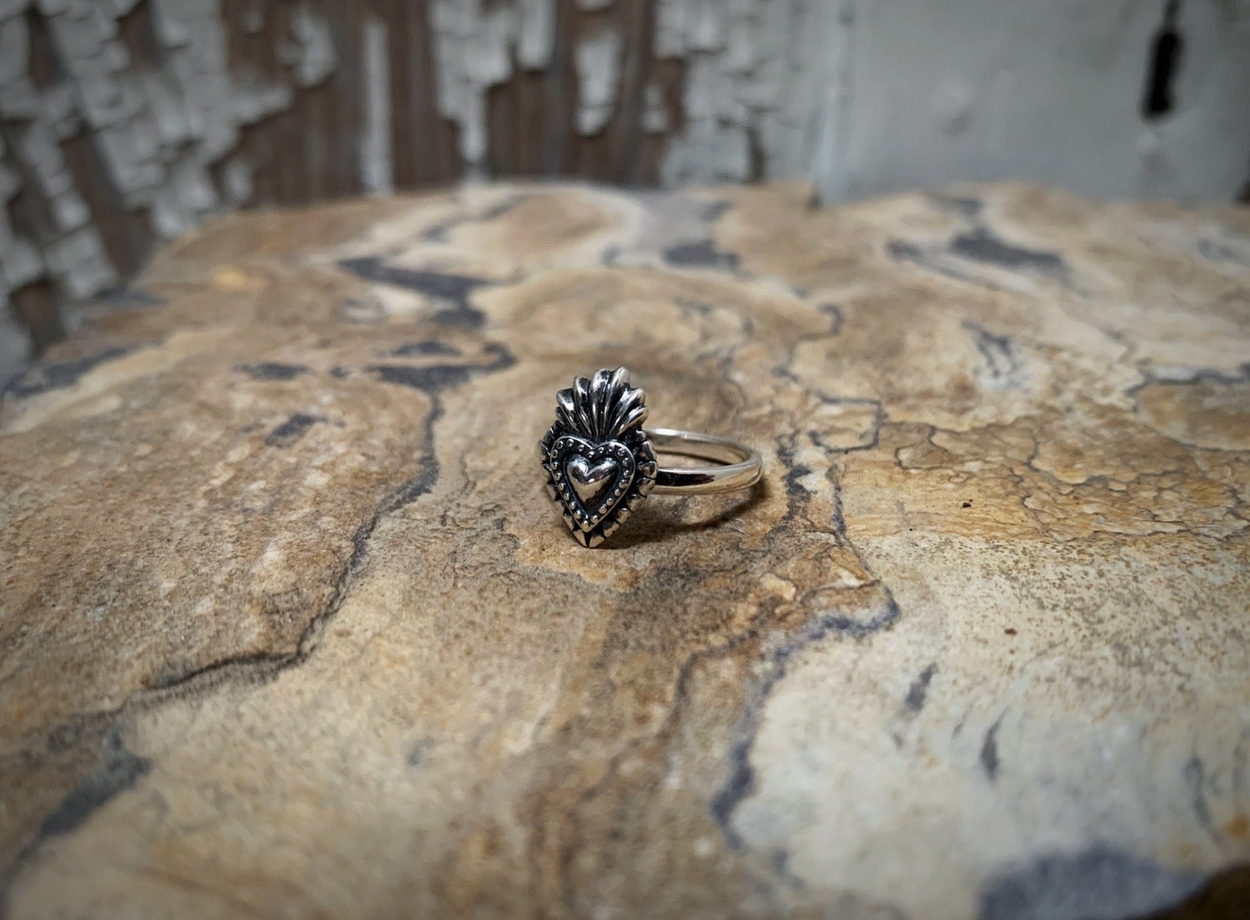 Sterling Silver Flaming Heart Ring